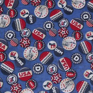 Democratic Buttons Patriotic Cotton Fabric