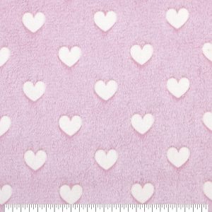 Pink Hearts Glow Sew Lush Fleece Fabric