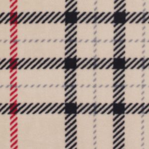 Cream   Black Plaid Anti Pill Fleece Fabric