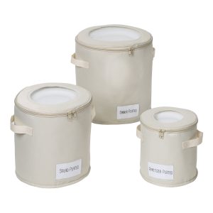 Honey Can Do 3ct Natural Round Dinnerware Storage Cases