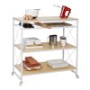 Honey Can Do 38 White Oak 4 Tier Rolling Kitchen Island