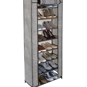 Simplify 55 Gray 8 Tier Shoe Organizer With Cover
