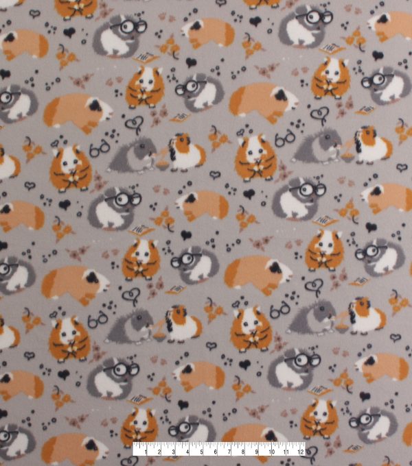 Gerbils on Gray Blizzard Fleece Fabric - Image 2