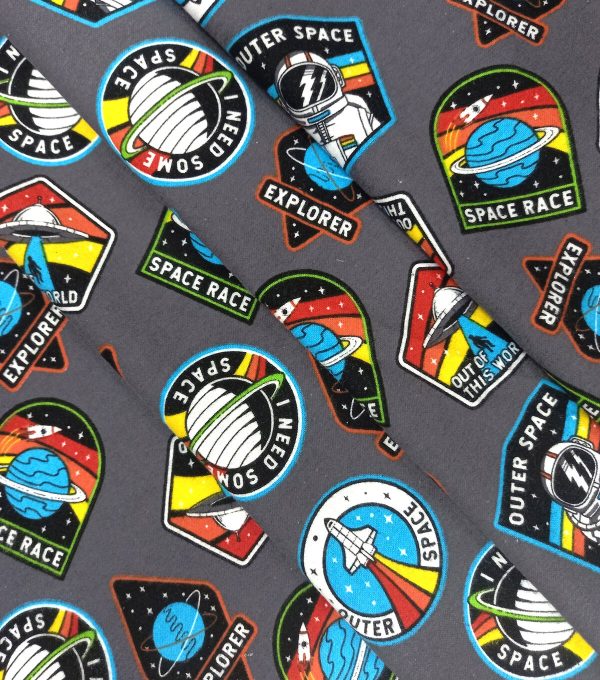 Space Badges Super Snuggle Flannel Fabric - Image 2