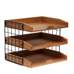 All The Rages Home Office Desk Organizer with 3 Shelves Natural Wood - 1