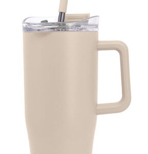 30oz Beige Tumbler With Straw