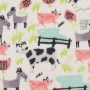 Farm Animals on White Anti Pill Plush Fleece Fabric