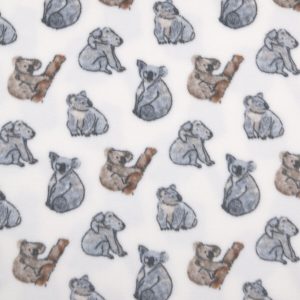 Koalas on White Anti Pill Fleece Fabric