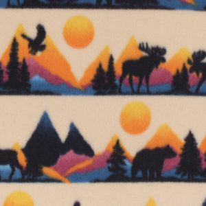 Wilderness Sunset Scene Anti Pill Plush Fleece Fabric