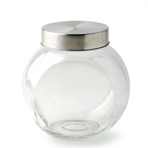 6 Round Tilted Glass Jar With Lid by Park Lane