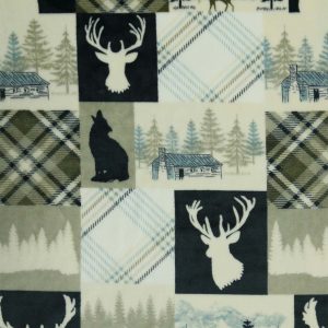 Dark Green Lodge Patchwork Sew Lush Fleece Fabric