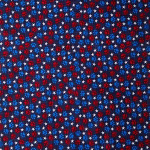 Paw Prints Stars Patriotic Cotton Fabric