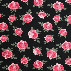 Roses on Black Super Snuggle Flannel Fabric