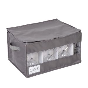 Honey Can Do 19 x 10.5 Gray Stemware Storage Box
