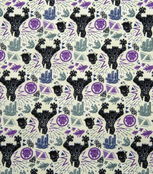 Black Panther Linocut Attack Cotton Fabric - Image 2
