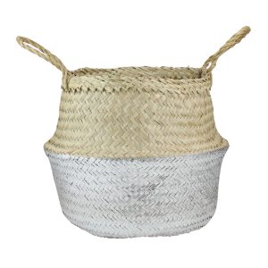 Northlight 13 Beige   Silver Seagrass Belly Wicker Basket
