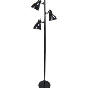 All The Rages Metal 3-Light Tree Floor Lamp, Black Finish