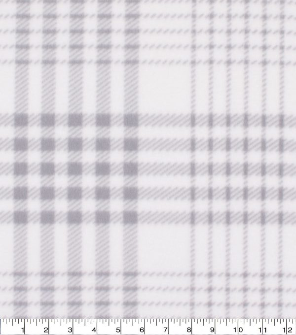 Blizzard Fleece Fabric White   Gray Plaid