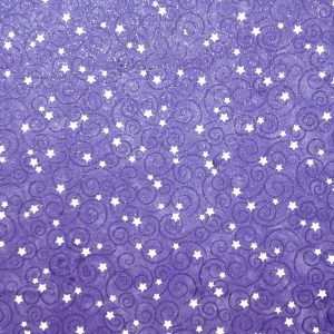 Stars on Swirls Dark Blue Glitter Cotton Fabric by Keepsake Calico