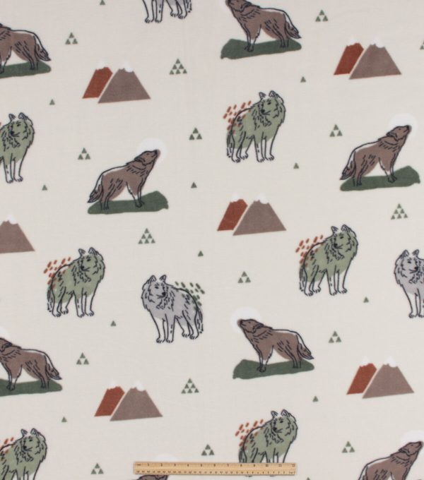 Wolves   Mountains Anti Pill Fleece Fabric - Image 2