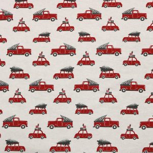Red Trucks   Cars With Trees Super Snuggle Christmas Flannel Fabric