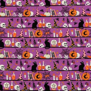 Purple Witches Icons On Shelves Super Snuggle Flannel Fabric
