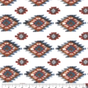 Lodge Aztec Pattern on White Anti Pill Fleece Fabric