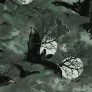 Black Bats on Gray Anti Pill Fleece Fabric