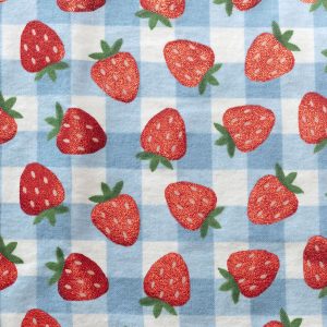 Red Strawberries on Checkered Super Snuggle Flannel Fabric - 1