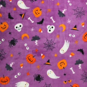 POP! Halloween Icons On Purple Sew Lush Fleece Fabric