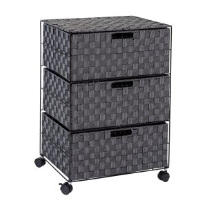 Honey Can Do 19.5 Black Woven 3 Drawer Rolling Office Organizer