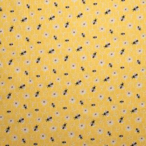 Daisies   Bees on Yellow Quilt Cotton Fabric by Keepsake Calico