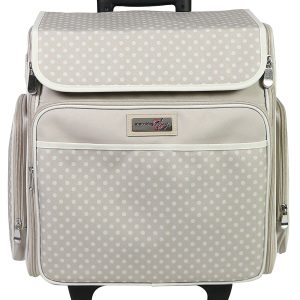 Everything Mary 16 Dots on Tan Collapsible Rolling Sewing Machine Case