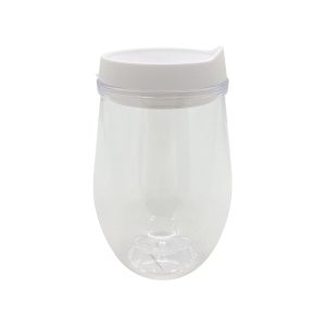 12oz White Transparent Plastic Wine Tumbler by Happy