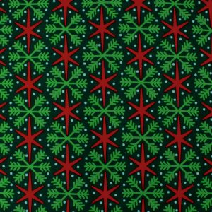 Green Snowflakes on Red Super Snuggle Christmas Flannel Fabric