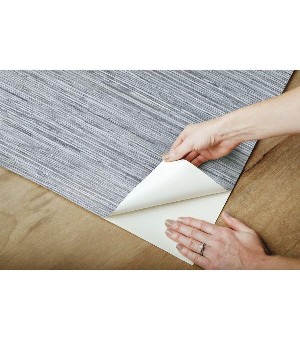RoomMates Faux Grasscloth Peelable Wallpaper Blue - Image 3