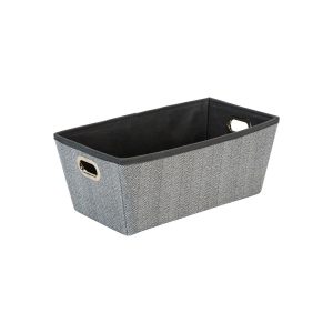 Simplify 13 x 7 Gray Herringbone Grommet Shelf Tote
