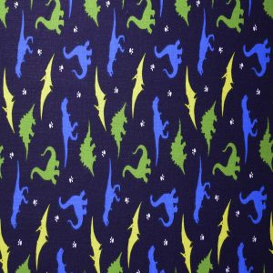 Dinosaur Silhouettes on Dark Blue Cotton Fabric by Quilter s Showcase