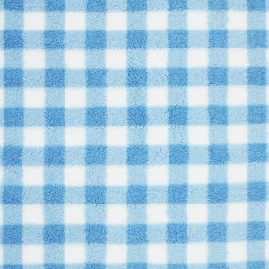 Spring Blue   White Gingham Sherpa Fleece Fabric