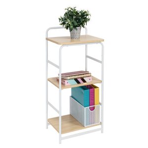 Honey Can Do 15.5 x 33.5 White   Natural 3 Tier Wood   Metal Shelf
