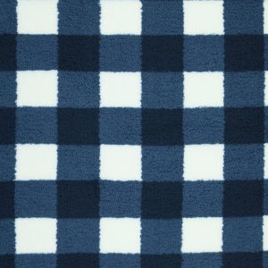 Navy Gingham Sherpa Fleece Fabric