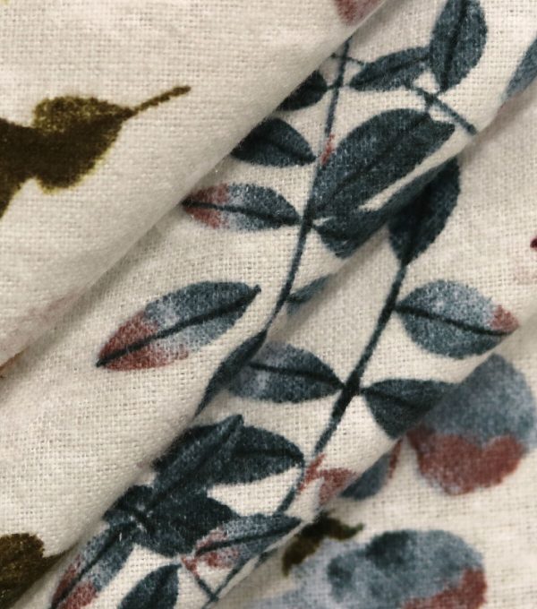 Leaves Beige Super Snuggle Flannel Fabric - Image 2