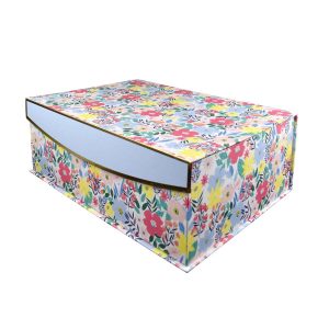 16 x 11 Multicolor Flower Garden Blue Flip Top Box by Place   Time