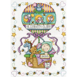 Tobin 11 x 14 Balloon Ride Birth Record Counted Cross Stitch Kit