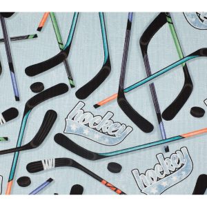 Novelty Cotton Fabric Hockey Ice Rink - 1