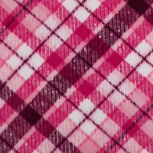 Pink   Burgundy Bias Plaid Anti Pill Fleece Fabric - 1