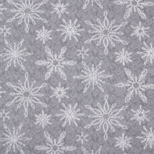Snowflakes on Gray Anti Pill Fleece Fabric