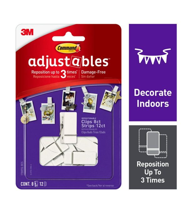 Command 20ct Adjustable Spring Clips   Strips