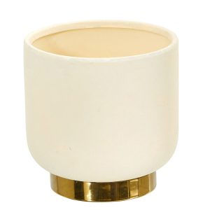 Nearly Natural 8 Elegance Ceramic Planter With Gold Accents