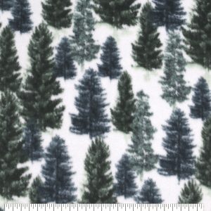 Pine Tree Forest Anti Pill Fleece Fabric